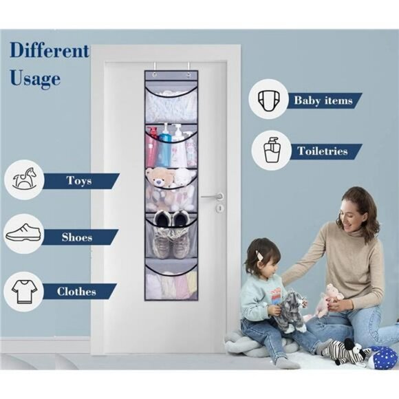 Over Door Hanging Organizer with Pockets Closet Storage Shelves 2 Pack - Picture 4 of 7